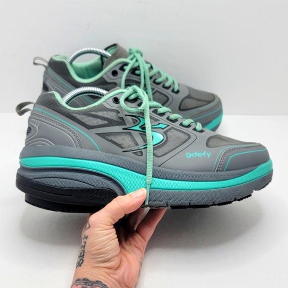 Gravity Defyer Shoes - Gravity Defyer | GDefy Ion teal grey slip-resistant comfort walk sneakers WMS 10